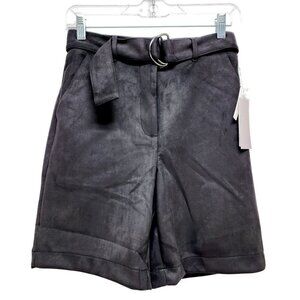 High Waisted Black Belted Shorts Ring Closure  Melograno Rico Size S  Soft Suede